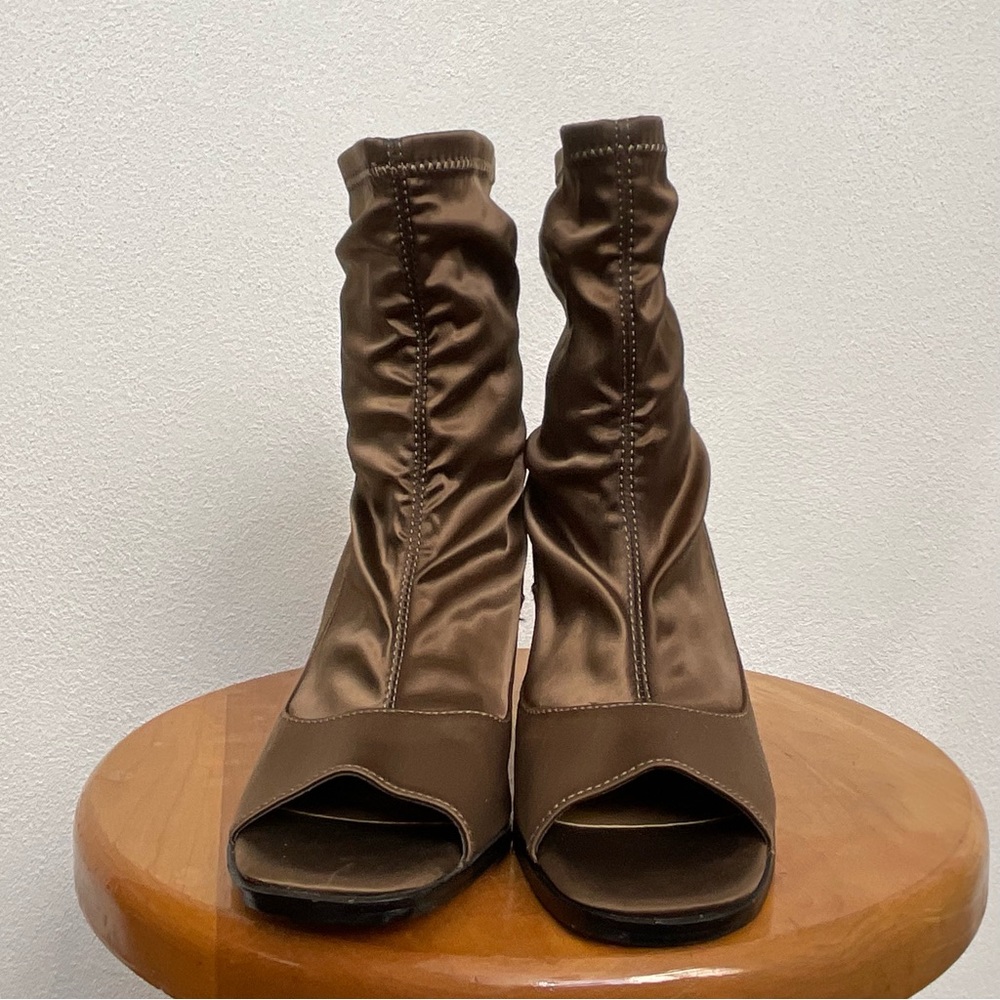Report Brown Open Toe Sock Style Booties Size 6.5… - image 3